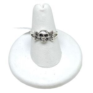 Skull & Crossbones Ring Solid Sterling Silver 925 Size 5 Cross Bones Skulls